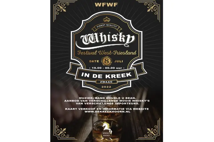 Eerste Whisky Festival West-Friesland op 8 juli in De Kreek