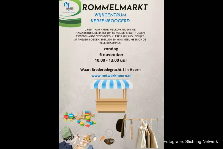 Rommelmarkt ZONDAG 6 november in wijkcentrum Kersenboogerd