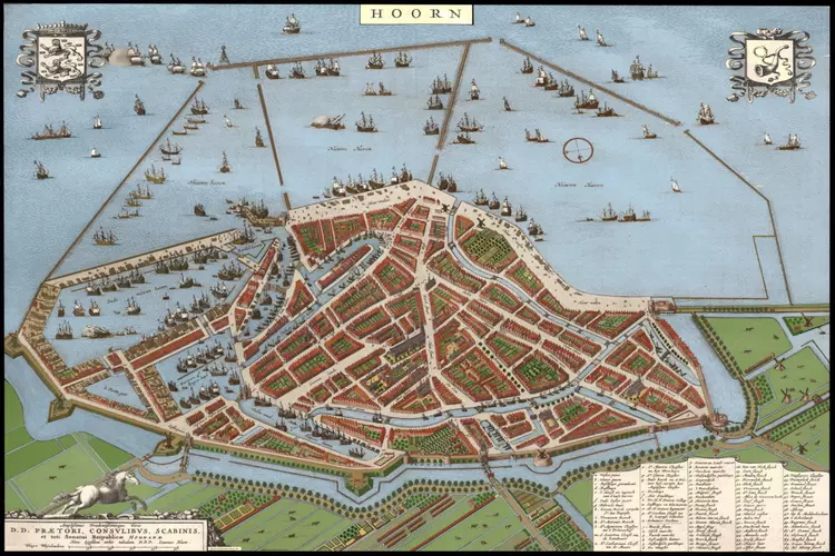 Hoorn 1649, stad aan de Zuiderzee nu in full colour