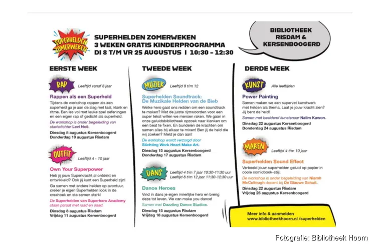 Superhelden Zomerweken: Gratis workshops voor kinderen in Bibliotheek Kersenboogerd en Risdam