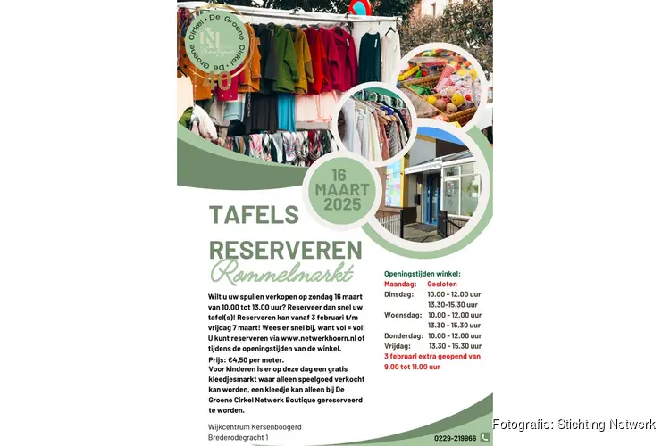 Voorjaarsrommelmarkt op 16 maart - Reserveer snel je tafel!