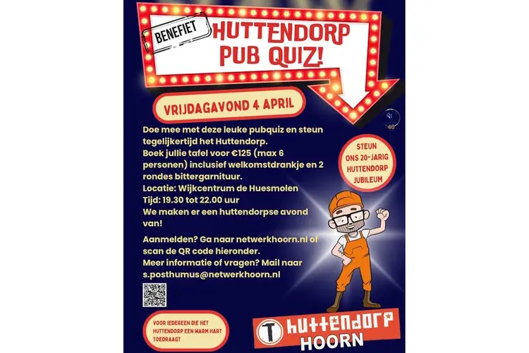 De Huttendorp Hoorn benefietquiz Speel, win en help!