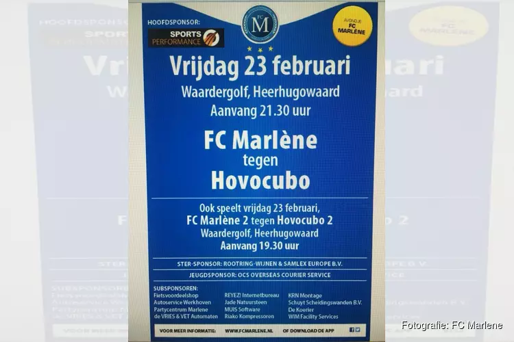 Vrijdag 23 februari "El Clasico" in de zaal: FC Marlene-Hovocubo